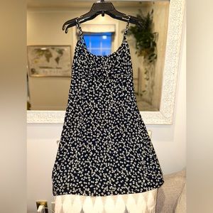 Navy Floral Dress - Rouched Chest - Spaghetti Straps - XL